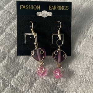 Purple Heart dangle earrings